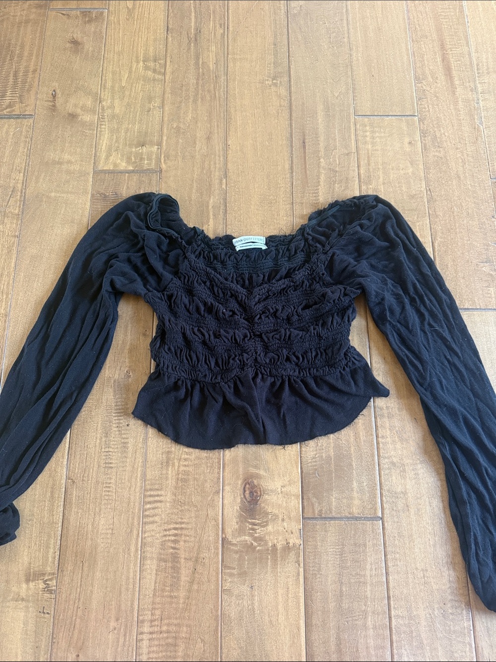 Urban Outfitters Smocked Long-Sleeve Black Women’s Top